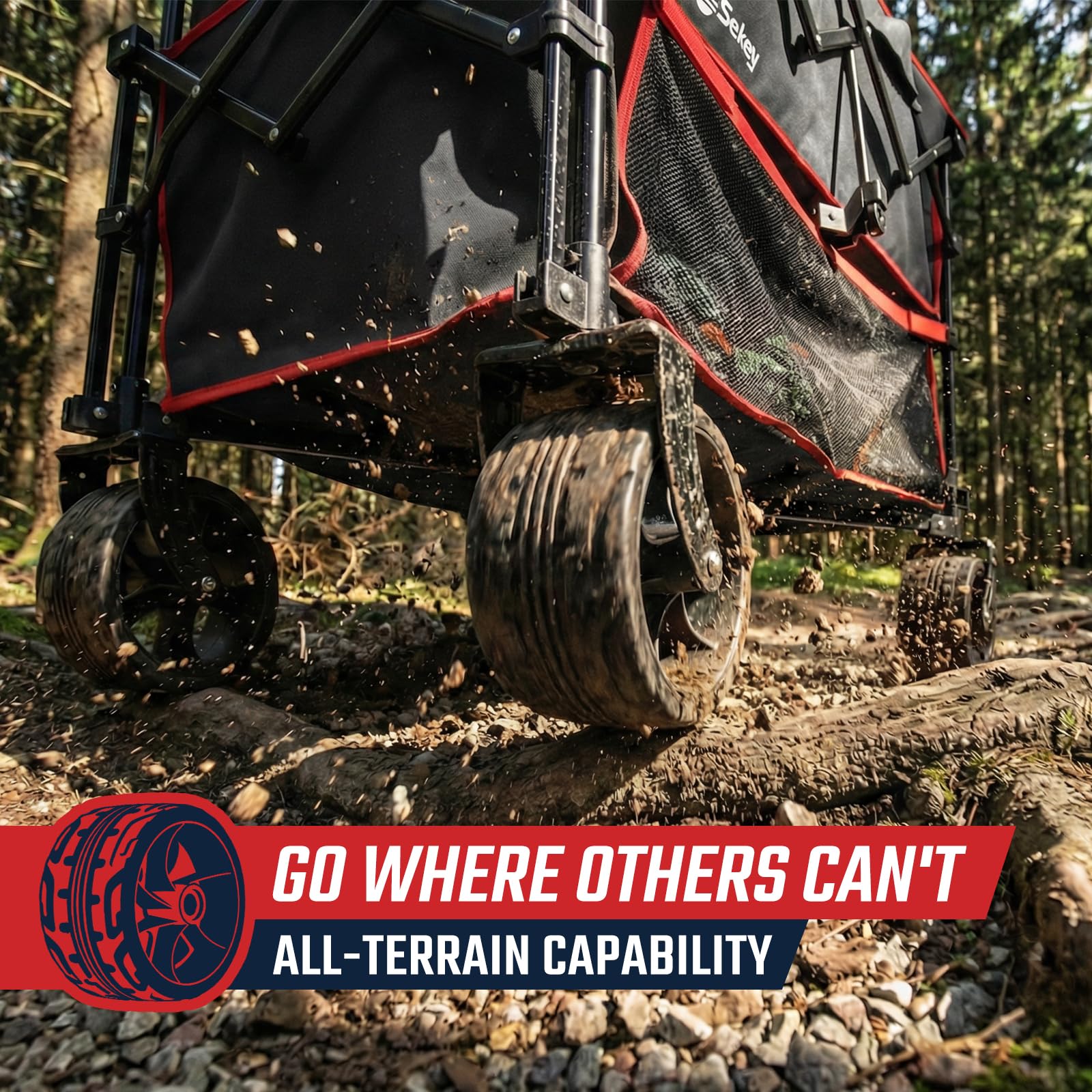 Sekey large all-terrain wheel detail for smooth rolling benefit
