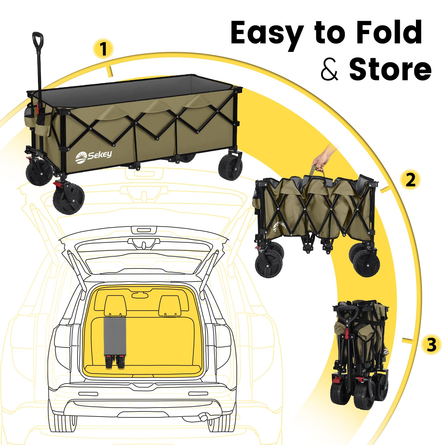 Sekey on beach hauling coolers and chairs for effortless seaside transport