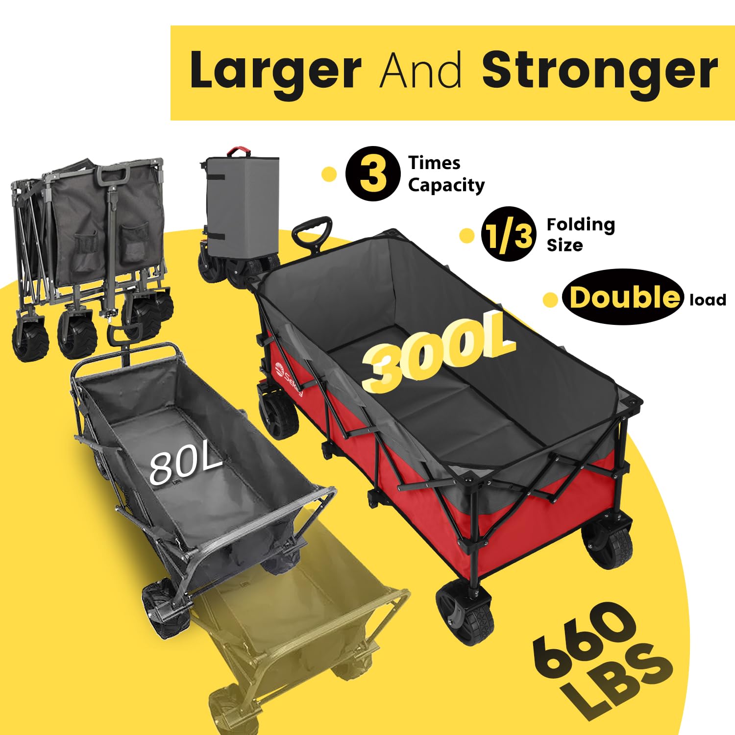Sekey folded compact in carry bag for space-saving transport and storage