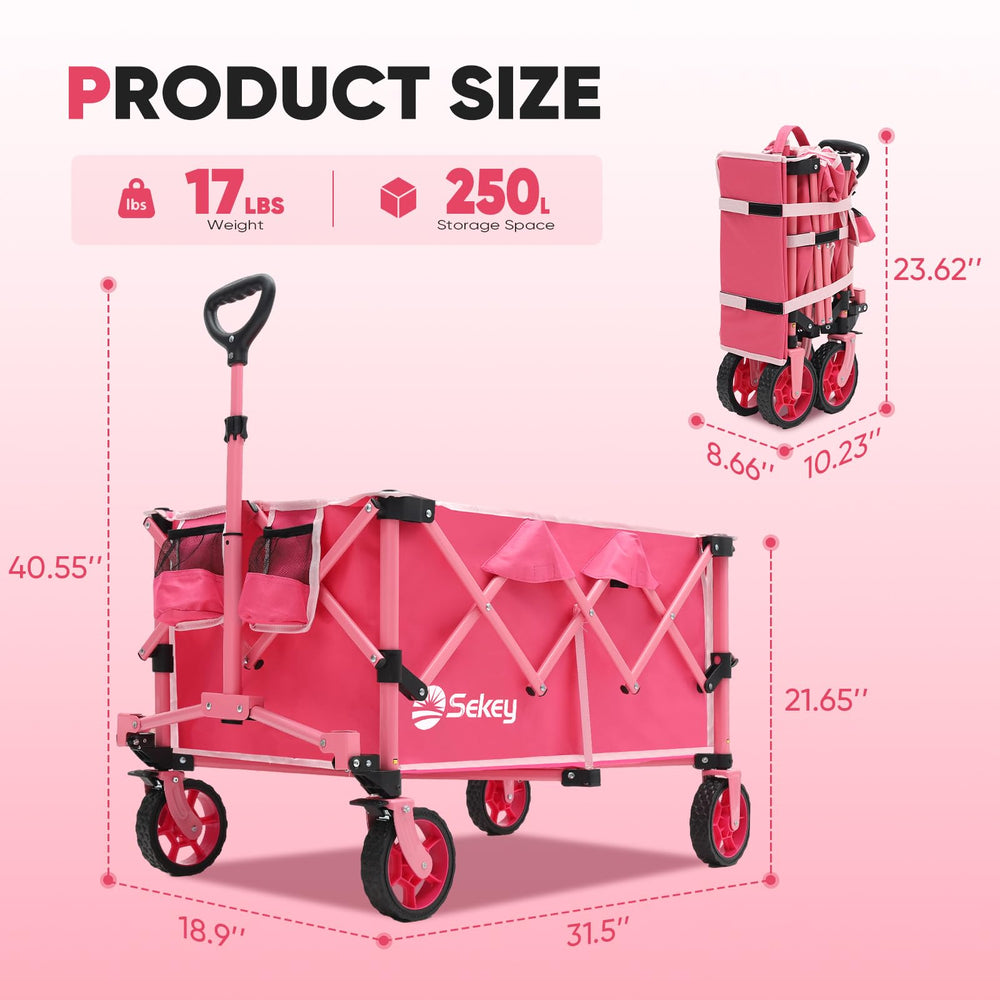 Sekey folded wagon inside car trunk demonstrating compact storage convenience