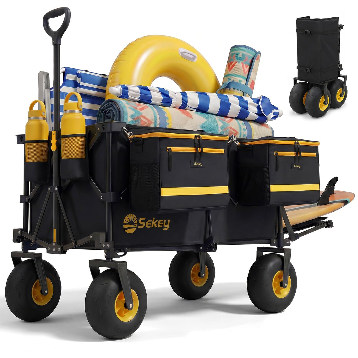 Sekey front view showing full wagon and durable frame, useful for heavy loads