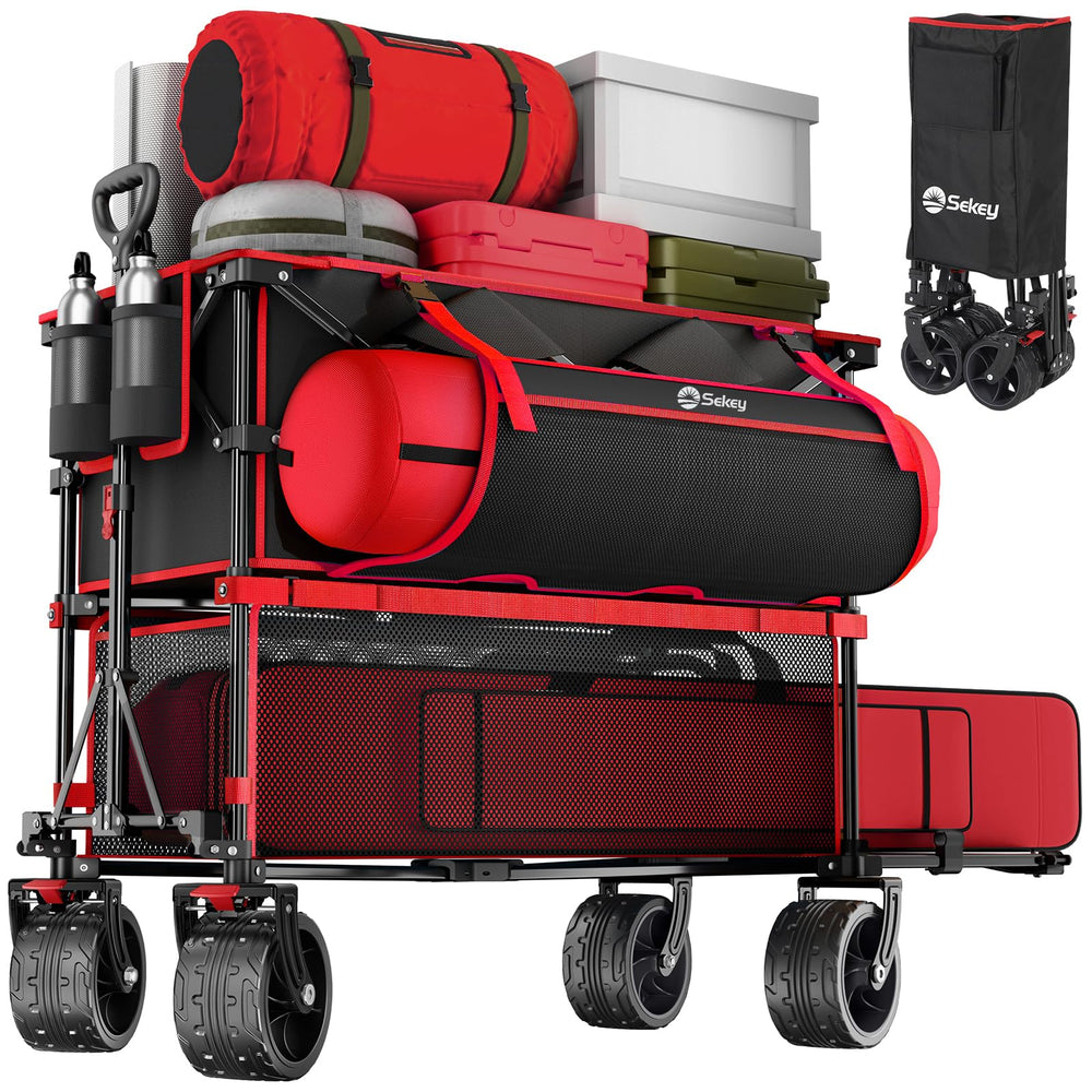 Sekey front view of open wagon showing sturdy frame and capacity