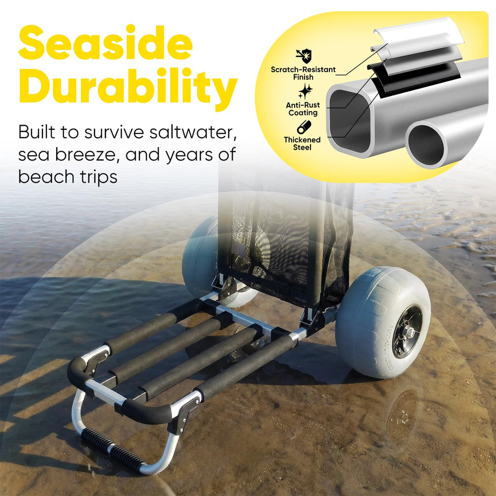 Sekey in use on beach carrying coolers and chairs for hassle-free transport