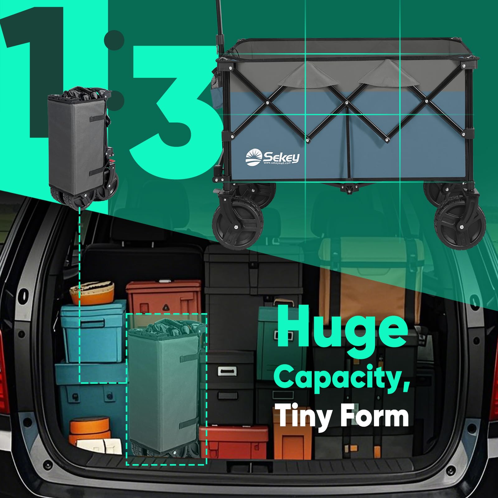 Sekey interior filled with camping gear showing roomy capacity and organization