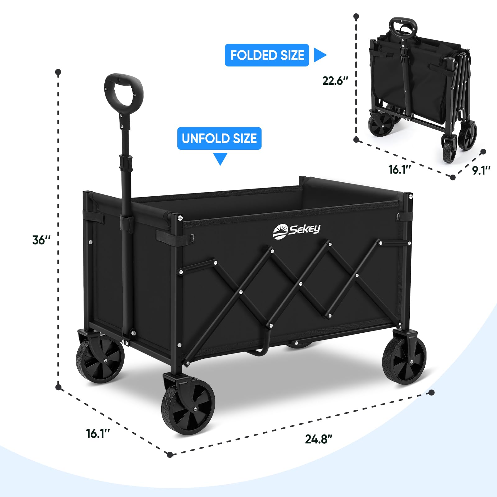 Sekey next to suitcase for scale showing portable lightweight advantage