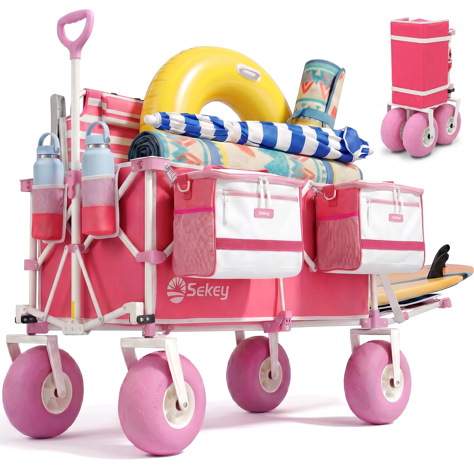 Sekey wagon front view showing capacity and sturdy frame, easy loading benefit