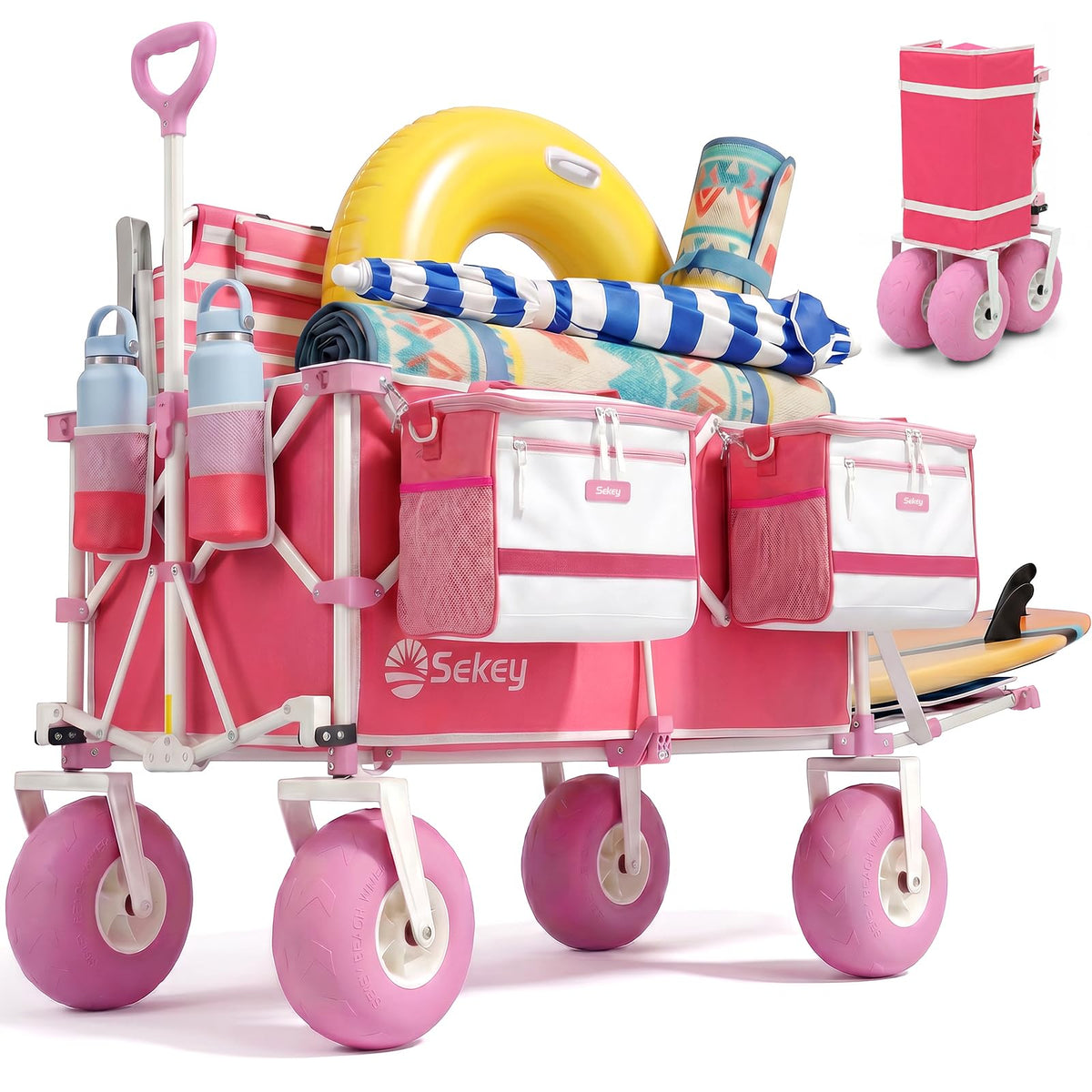 Sekey wagon front view showing capacity and sturdy frame, easy loading benefit