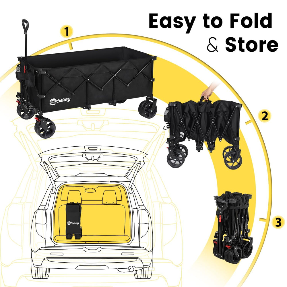 Sekey wagon handle with two mesh cup holders for hands-free drink storage