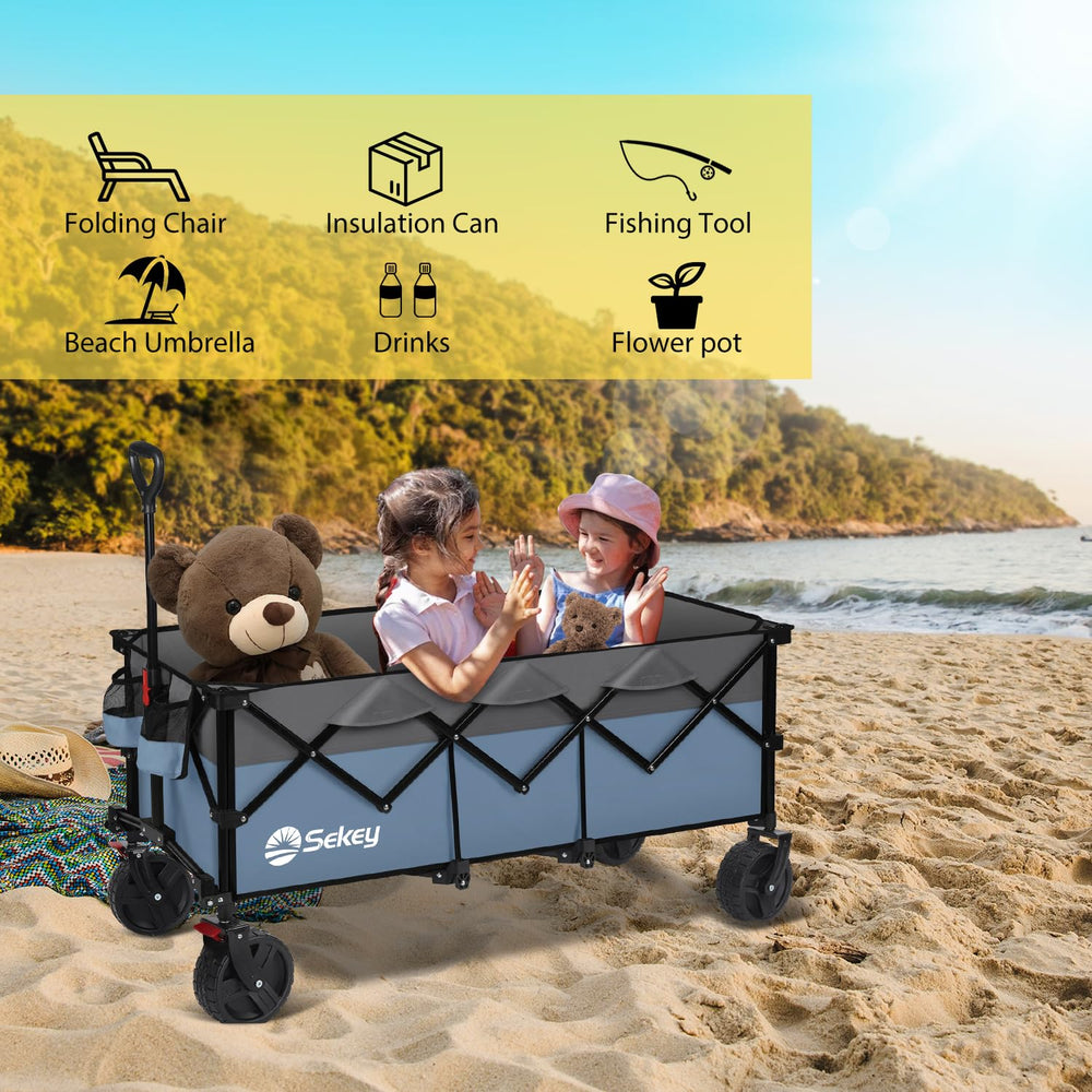 Sekey wagon in car trunk showing compact folded size and portability