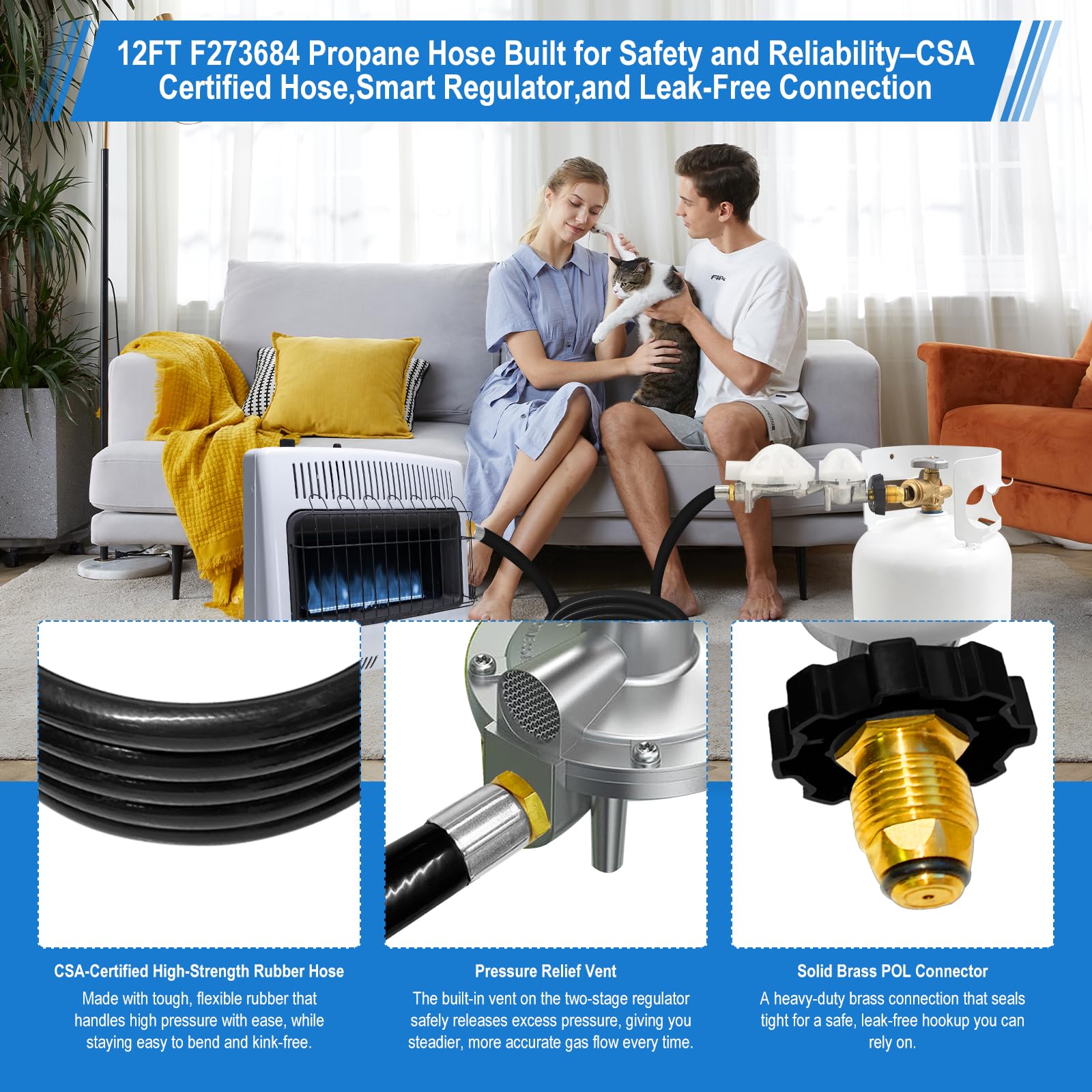 Sekvira hose connected to a backyard grill demonstrating safe, reliable operation