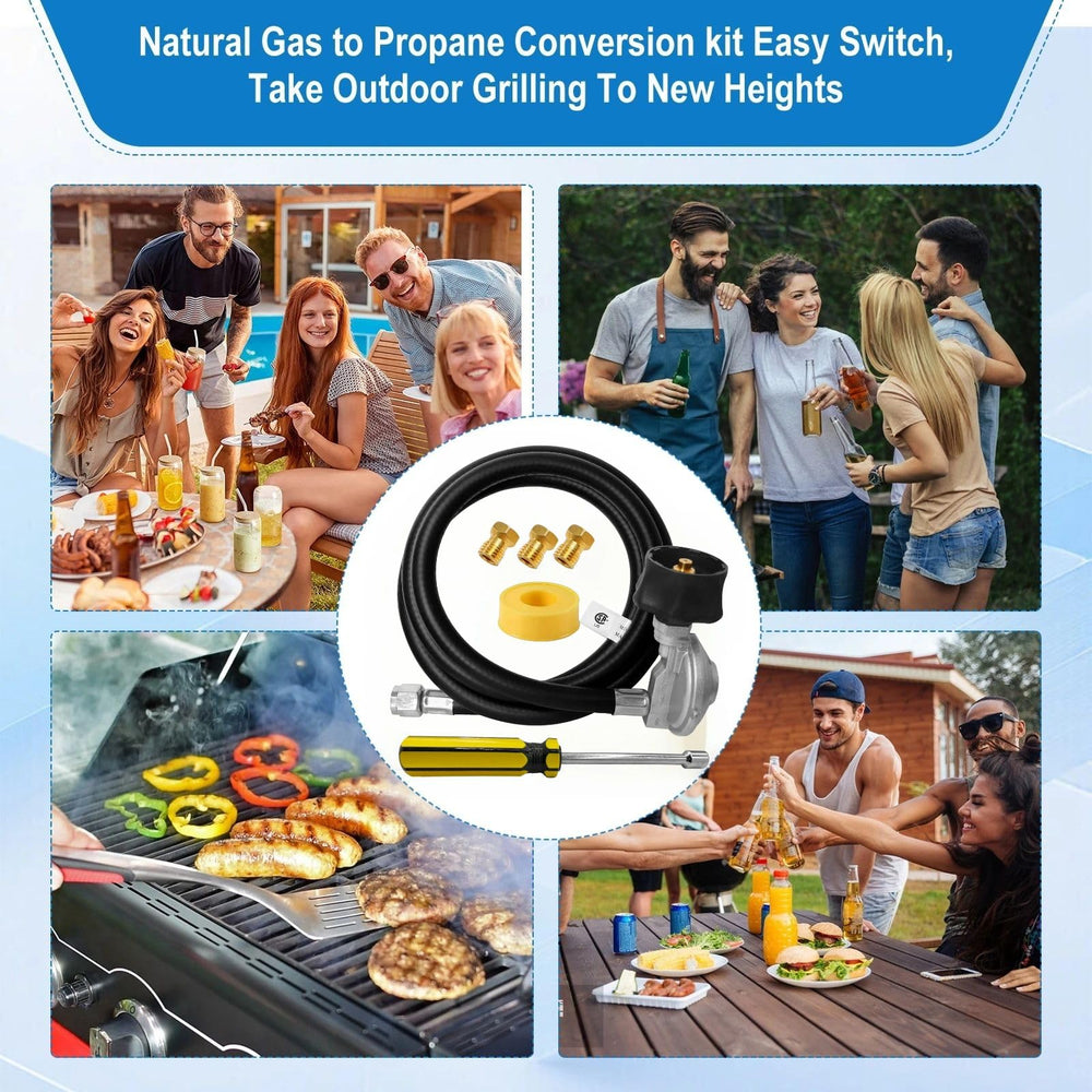 Sekvira kit in backyard lifestyle setting enabling portable propane grilling