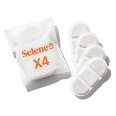 SELENEPETS filter front packaging showing four filters and benefit of genuine fit