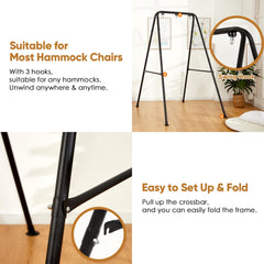 SELFLA stand supporting hammock chair on patio for portable comfort benefit
