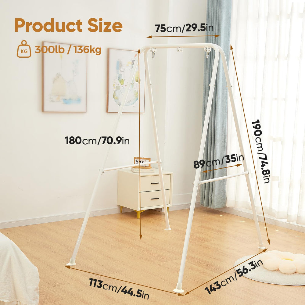 SELFLA stand next to chair for size comparison and fit reference