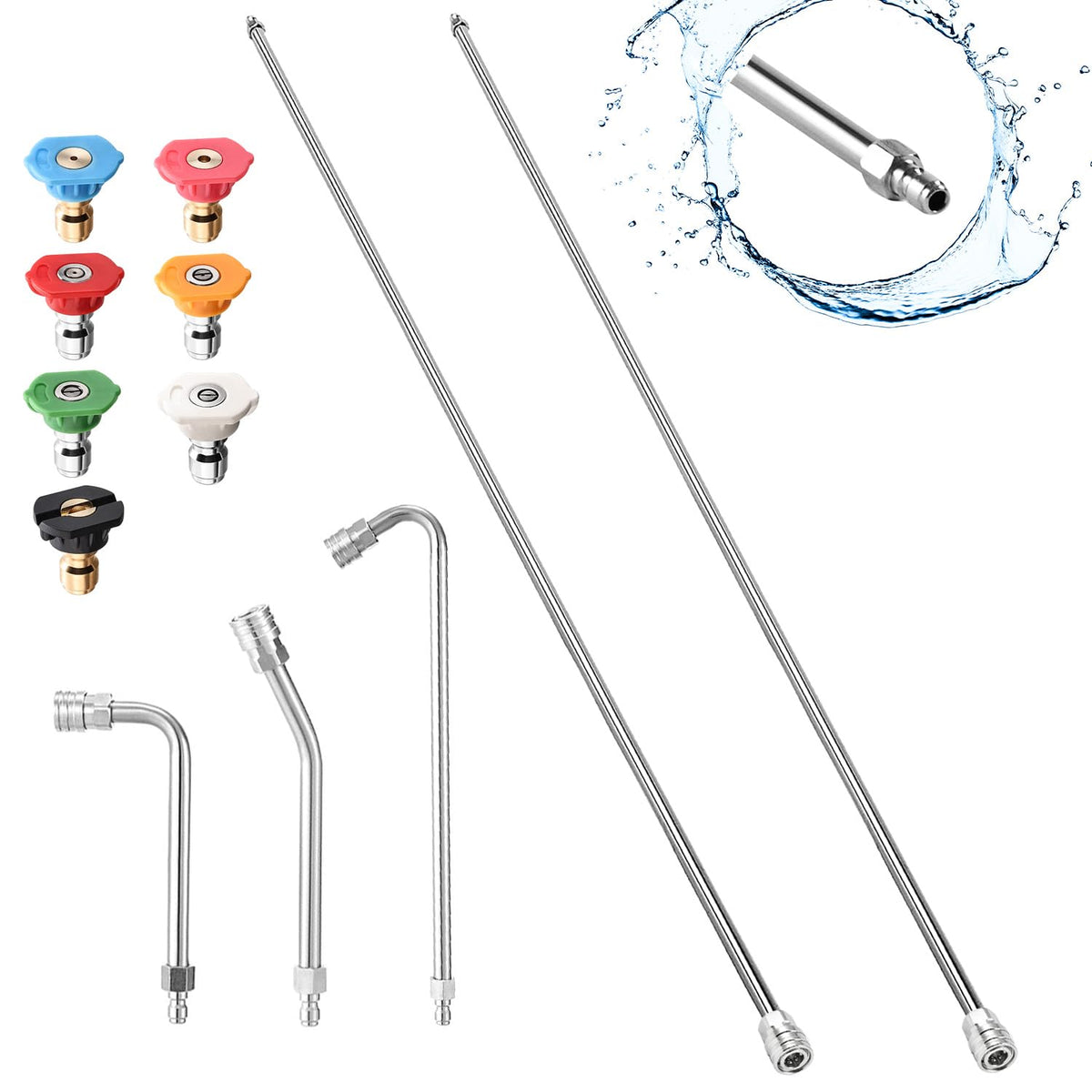 Selkie extension wand front view showing full kit for safer elevated cleaning