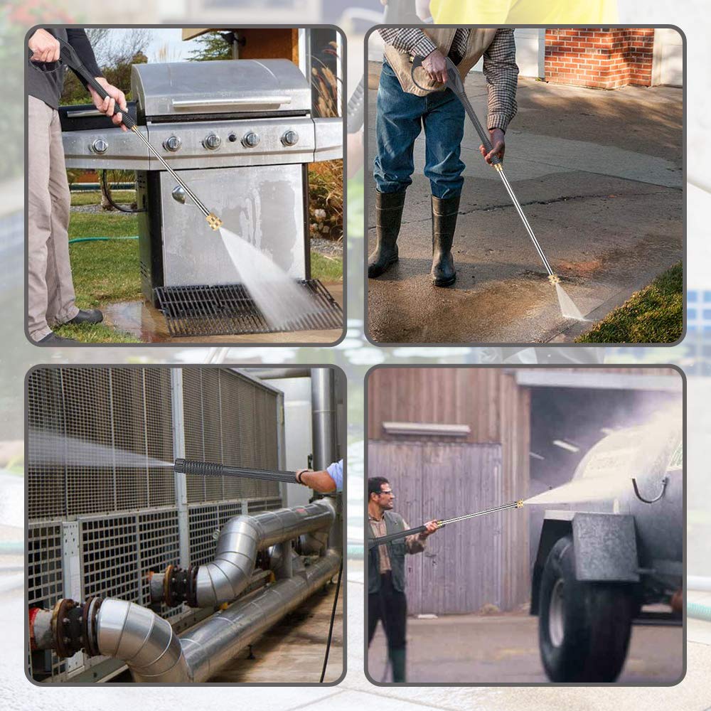 Selkie gun in use cleaning a deck demonstrating reach and powerful spray