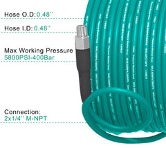 Selkie 100ft coiled 1/4" hose demonstrating long reach and flexibility