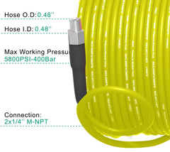 Selkie full-length 100ft 1/4 inch jetter hose demonstrating reach and flexibility