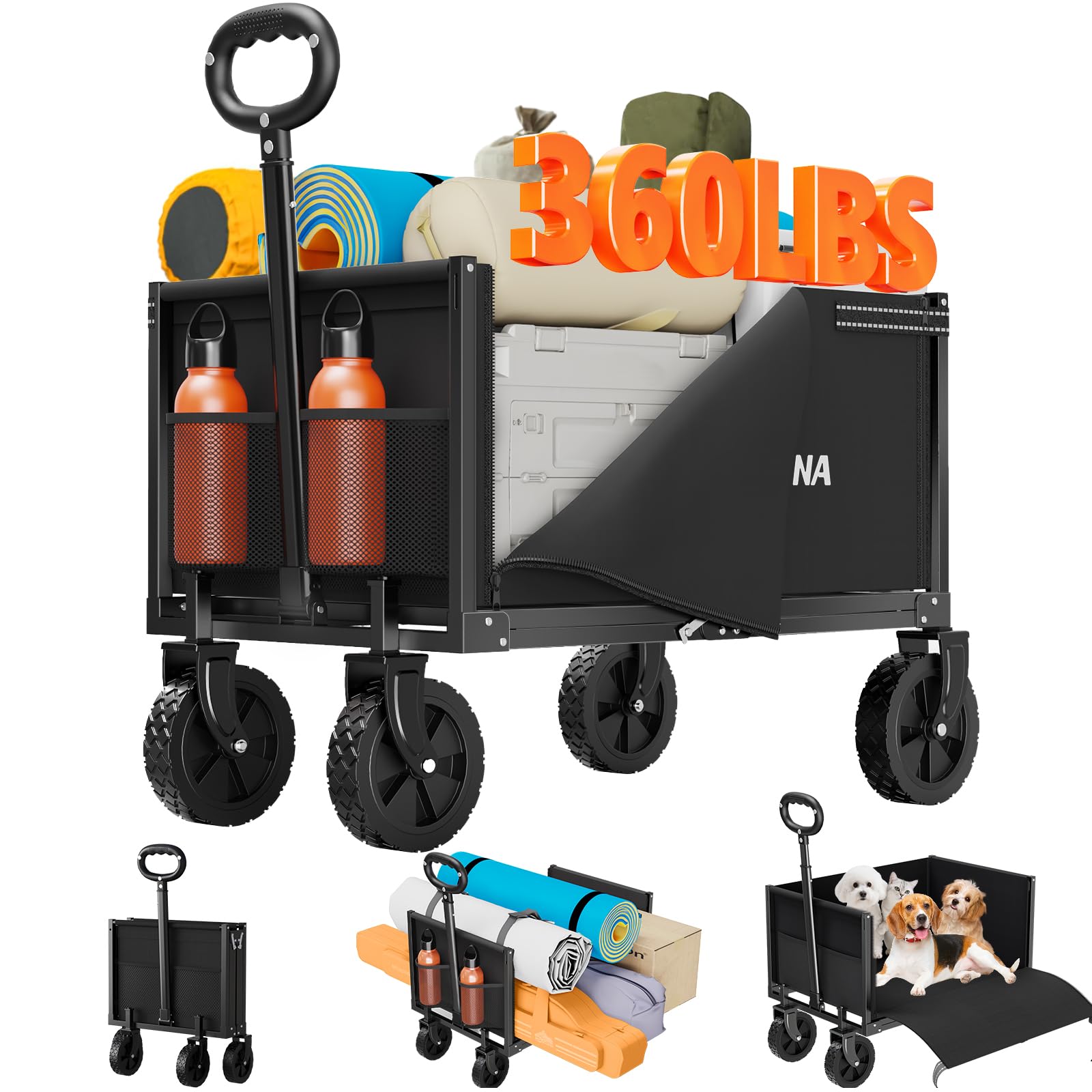 Semoprus front view folded wagon showing compact portability and trunk-ready size
