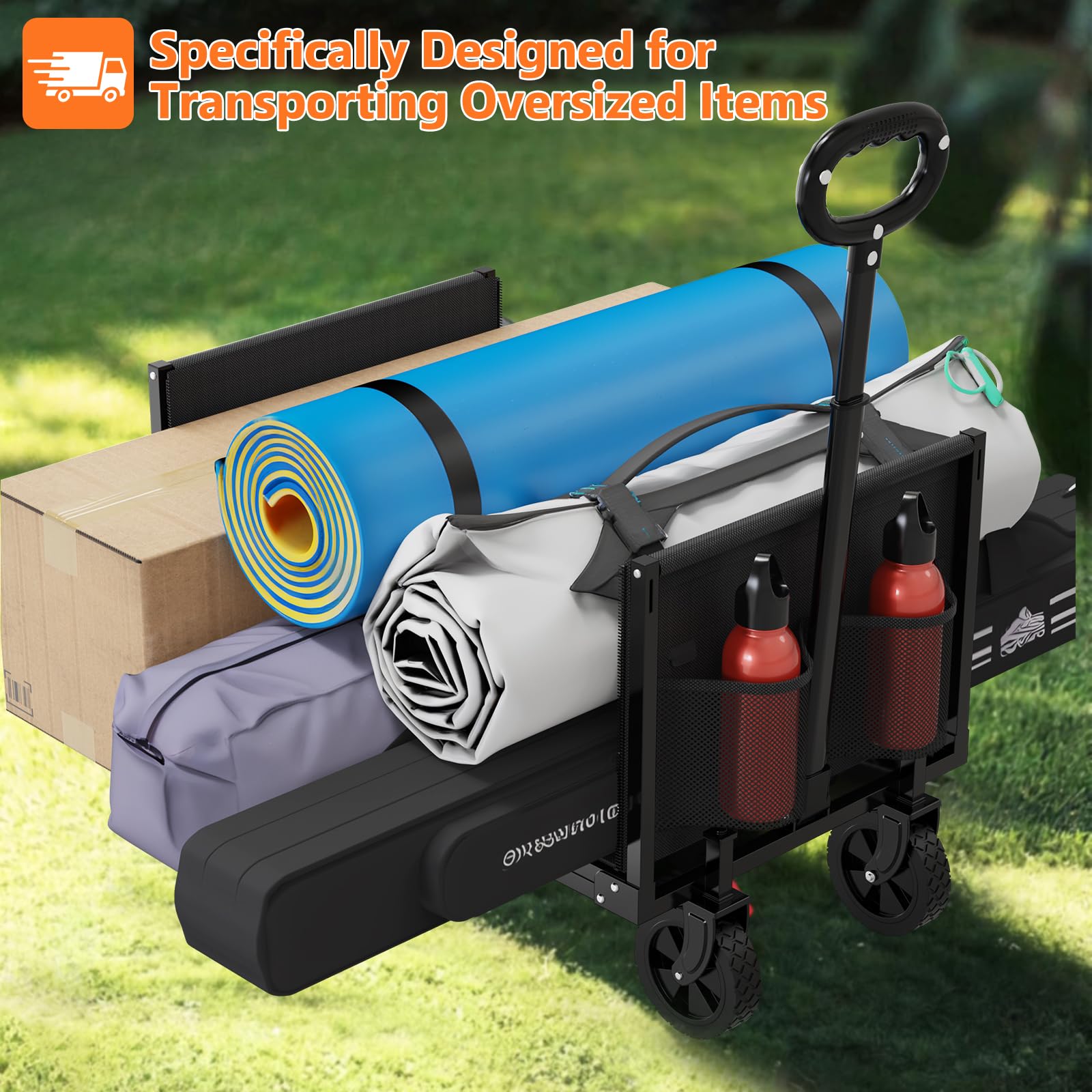 Semoprus open wagon packed with gear demonstrating the 120L capacity benefit
