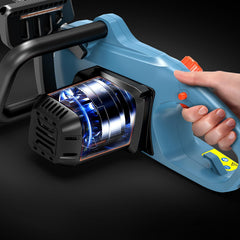 SENIX automatic oil tank detail showing 5.8 oz reservoir for continuous lubrication