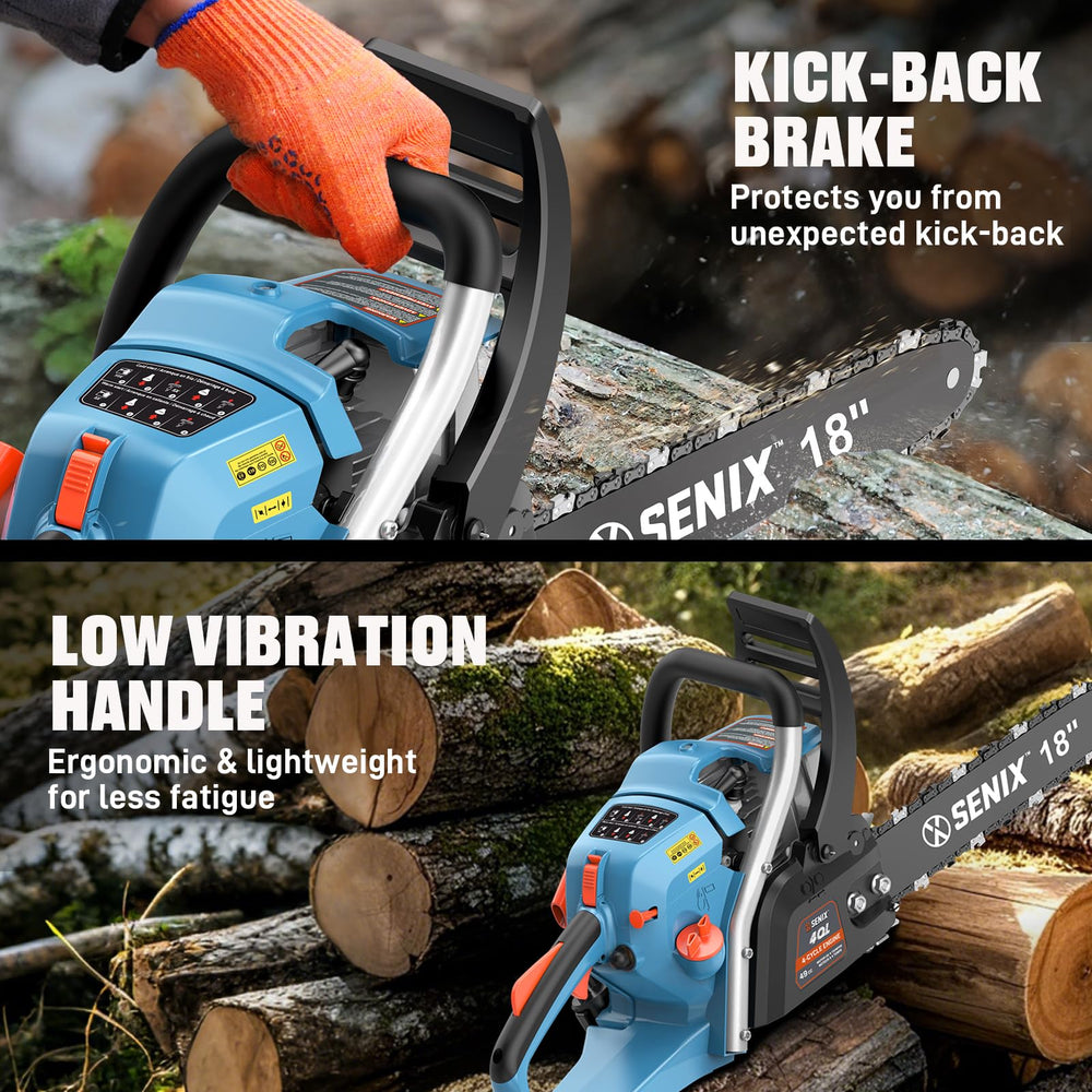 SENIX accessories kit with bar cover and tools for quick setup and maintenance