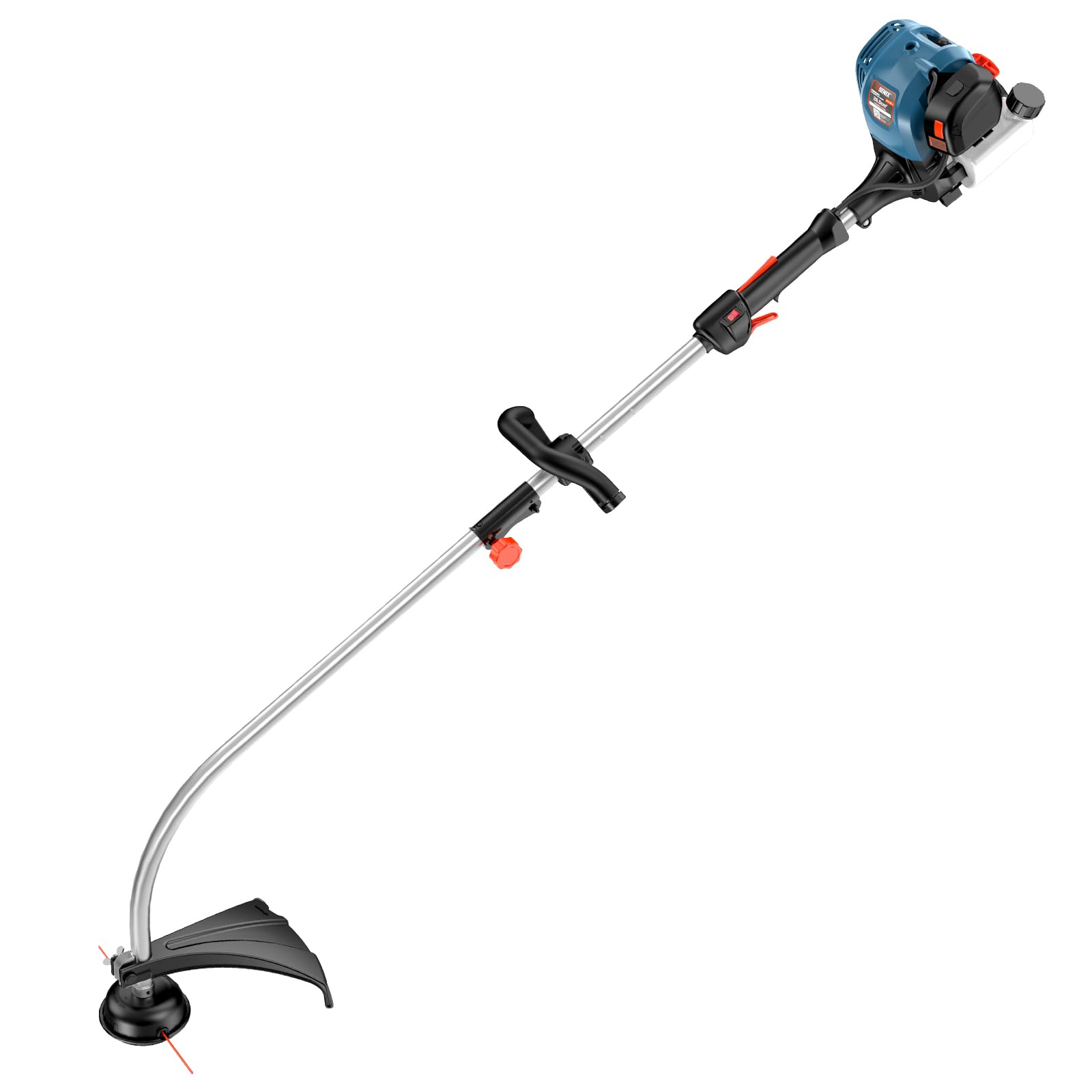SENIX front view of trimmer showing full unit and cutting width for fast yard work