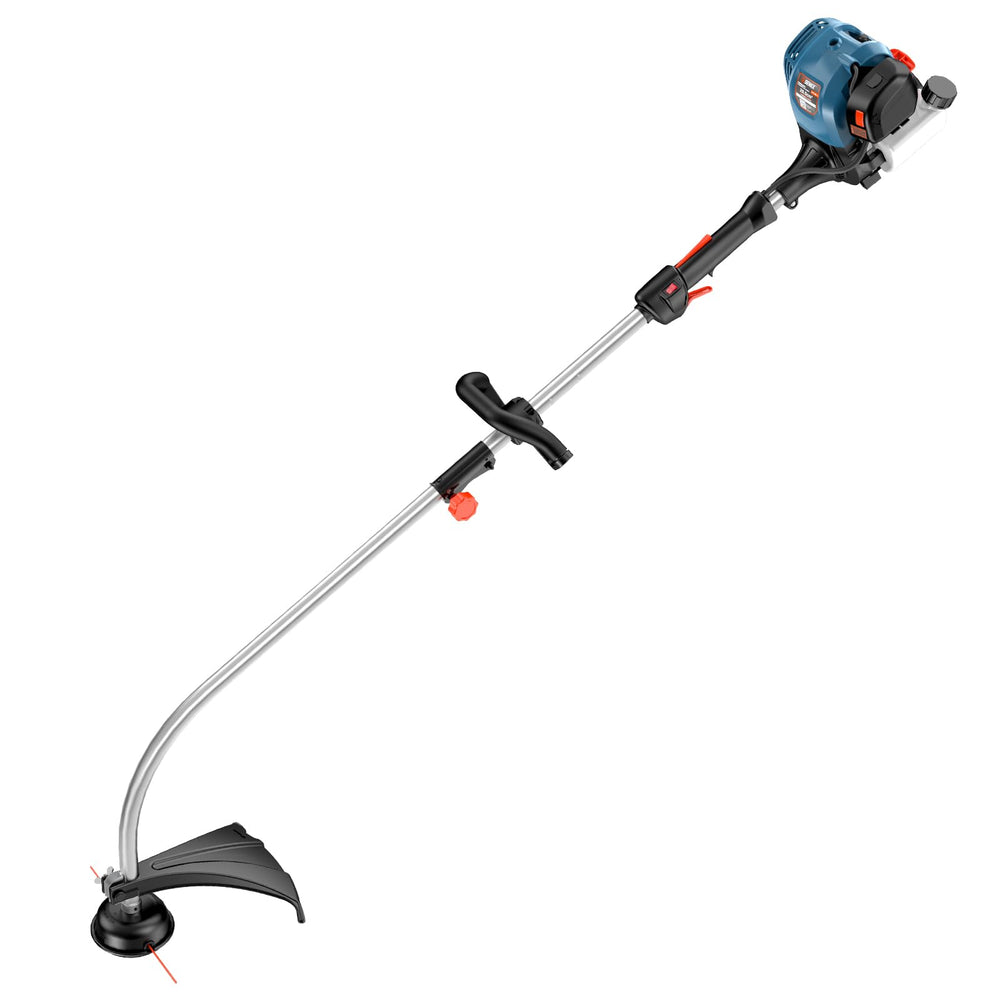 SENIX front view of trimmer showing full unit and cutting width for fast yard work