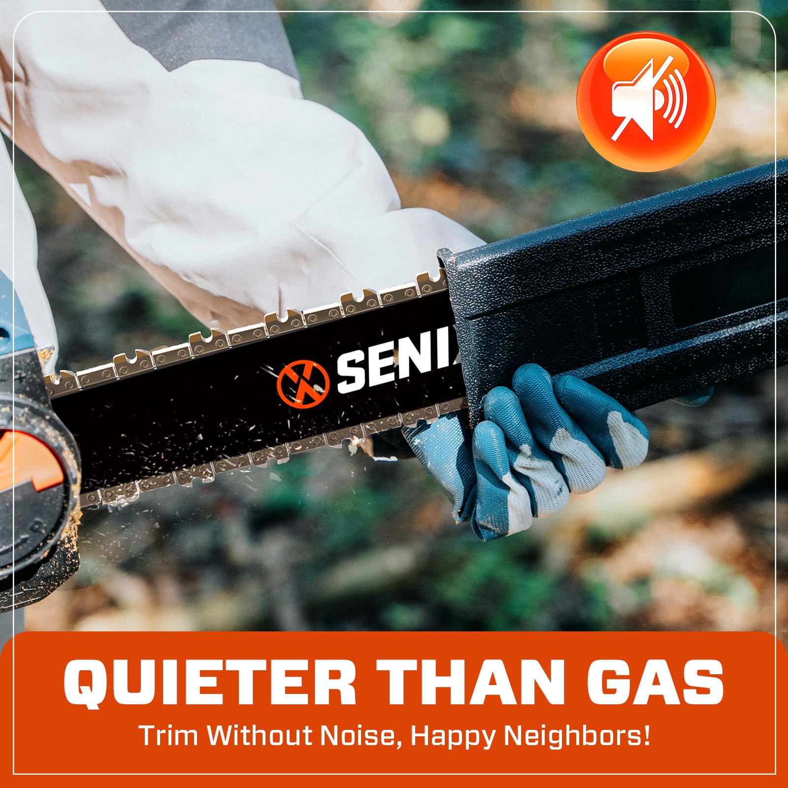SENIX saw in hand cutting branch demonstrating control and reduced vibration benefit