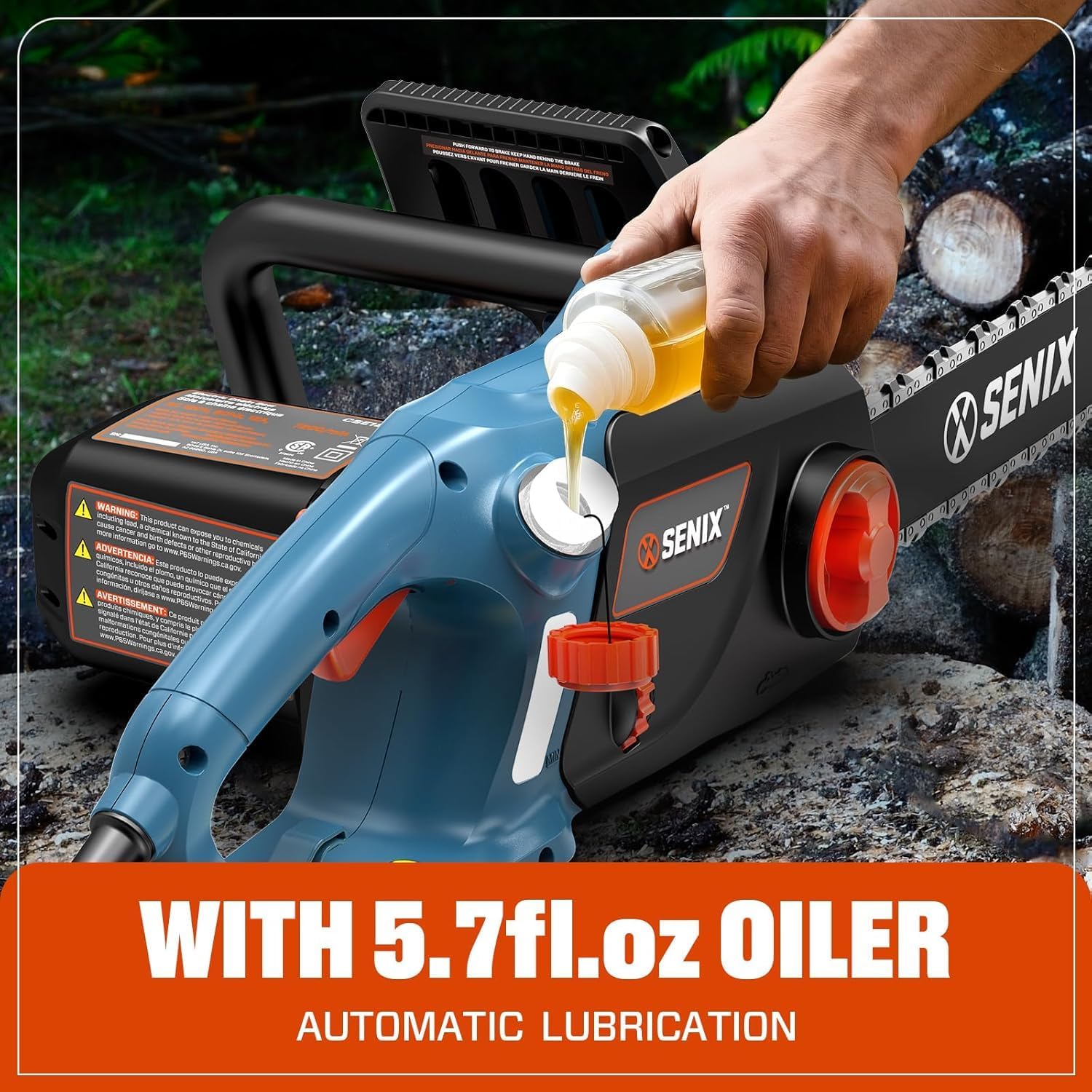 SENIX cutting a thick branch demonstrating steady corded power and reliability