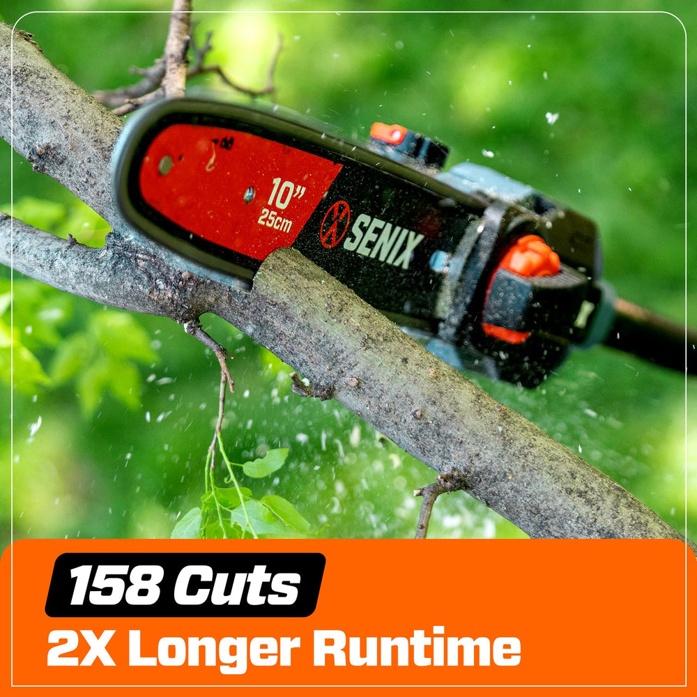 SENIX telescoping pole fully extended showing extended reach benefit