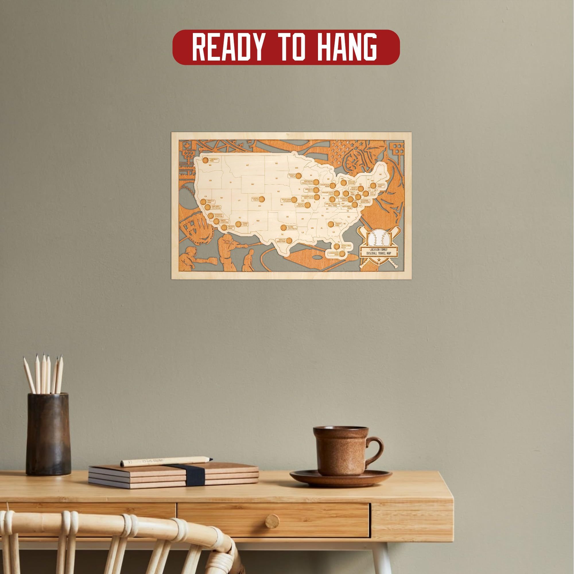 Sensemory open wooden gift box presenting the map and included greeting card