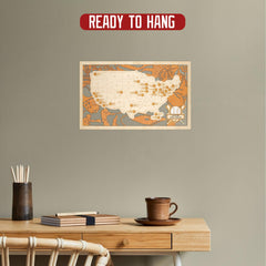 Sensemory open wooden gift box presenting the map and included greeting card