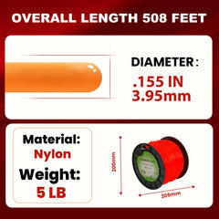 SENZHAO close-up showing .155 inch diameter line for reliable heavy-duty cutting