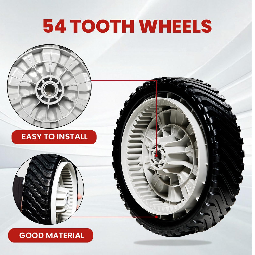 SENZHAO drive wheel installed on mower axle demonstrating quick swap benefit