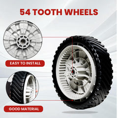 SENZHAO drive wheel installed on mower axle demonstrating quick swap benefit