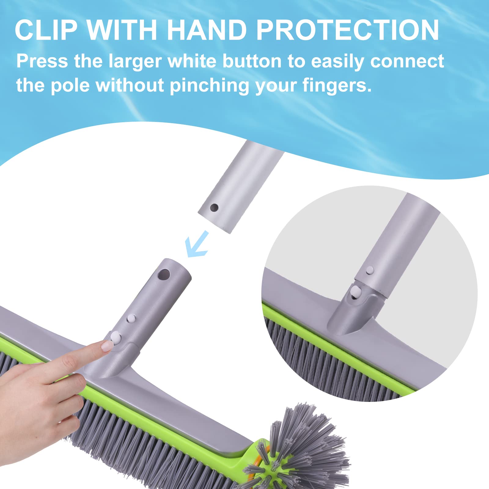 Sepetrel angled handle connection at 45 degrees improving cleaning contact