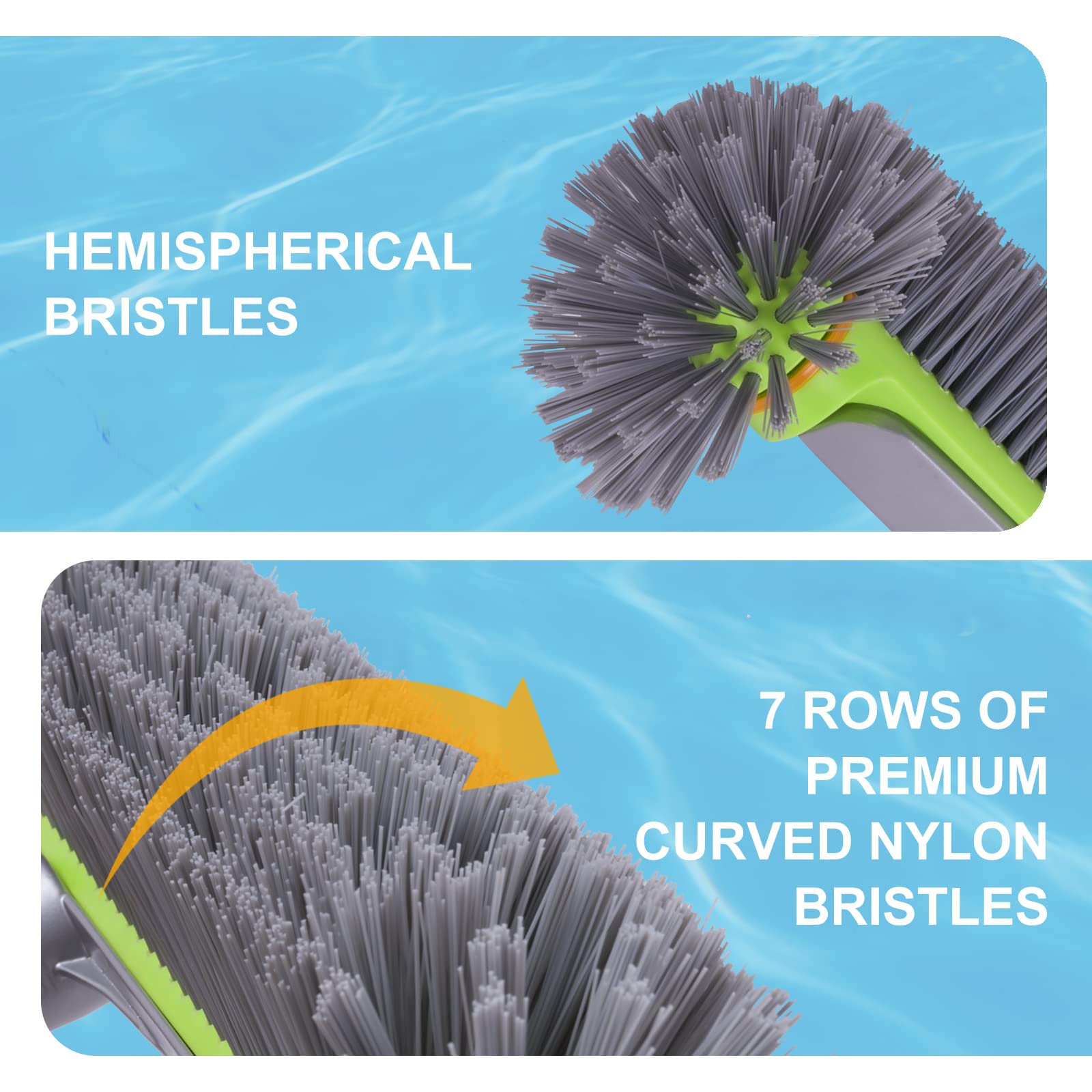 Sepetrel close-up of hemispherical bristles protecting liners while scrubbing