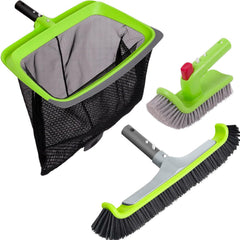 Sepetrel kit front view showing three pool cleaning attachments, protects pool surfaces
