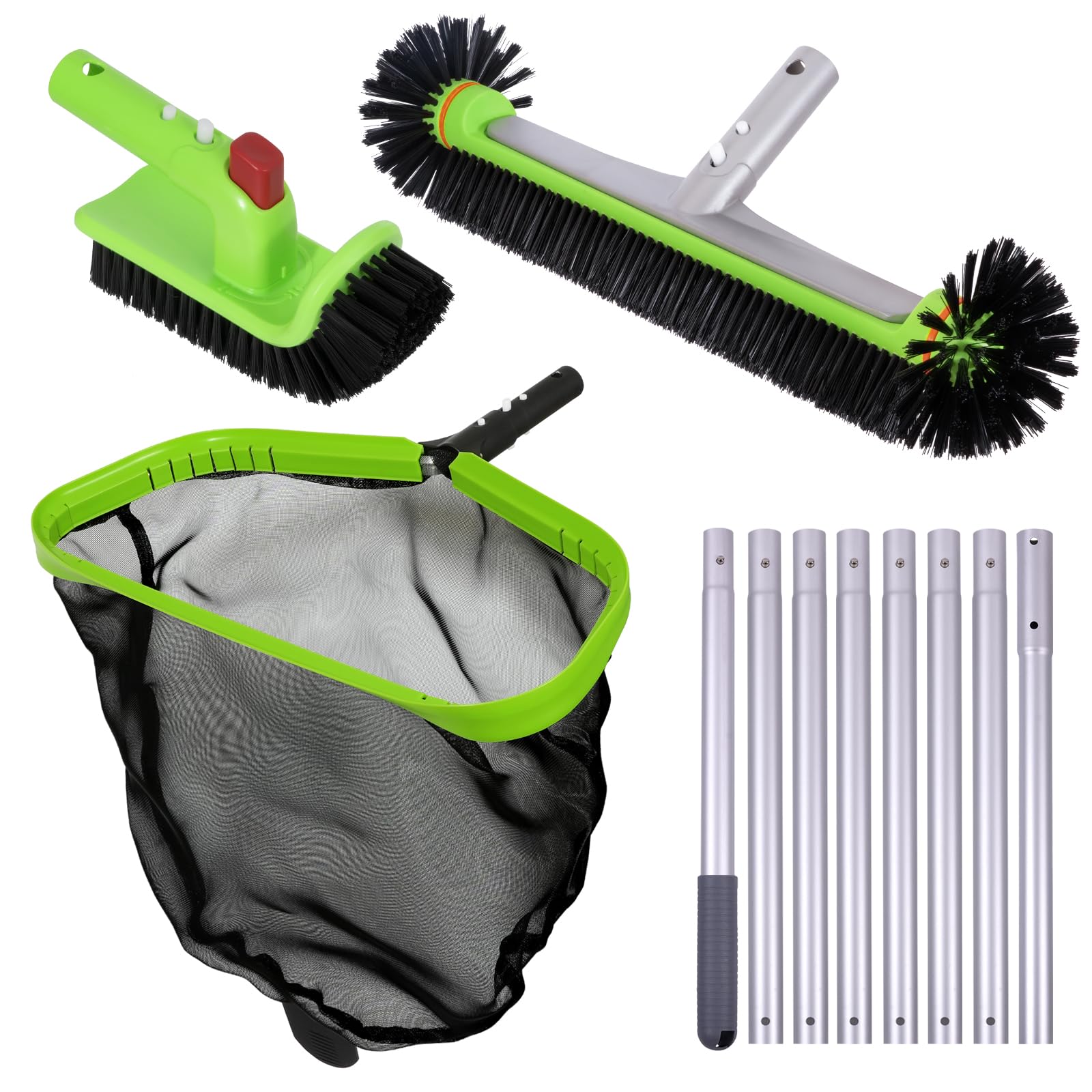 Sepetrel kit front view showing complete pool maintenance set and portability benefit