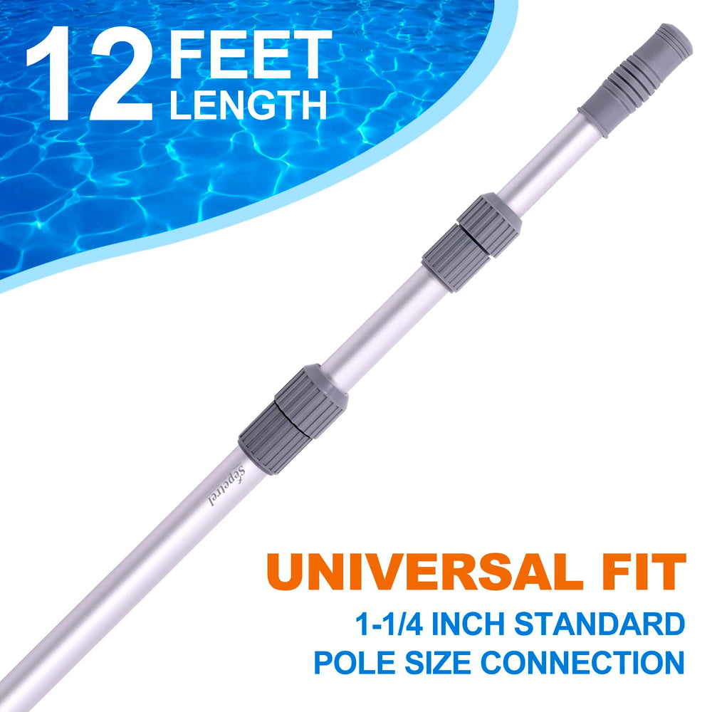 Sepetrel pole with brush attached scraping pool wall efficiently