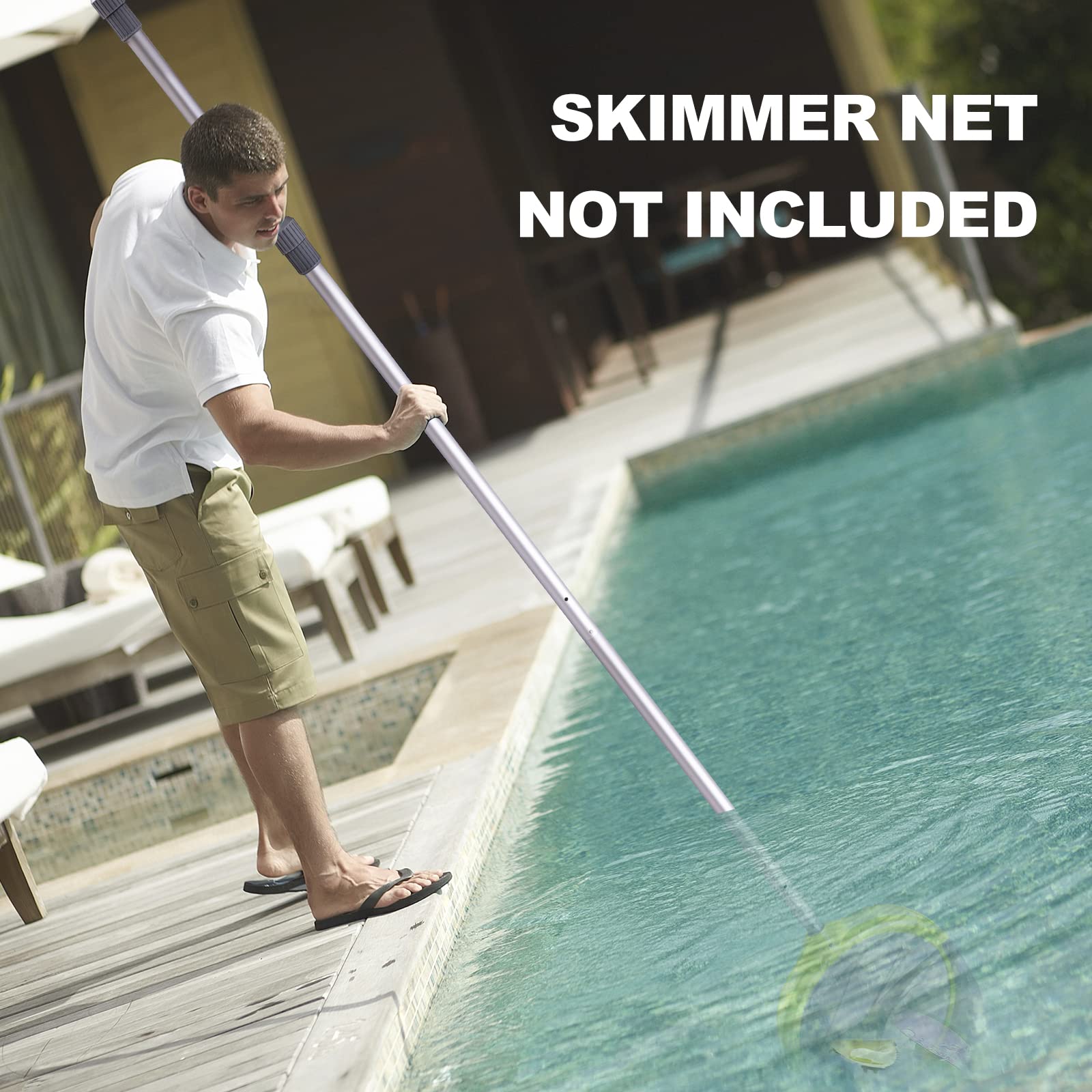 Sepetrel pole in use poolside with technician for faster cleaning