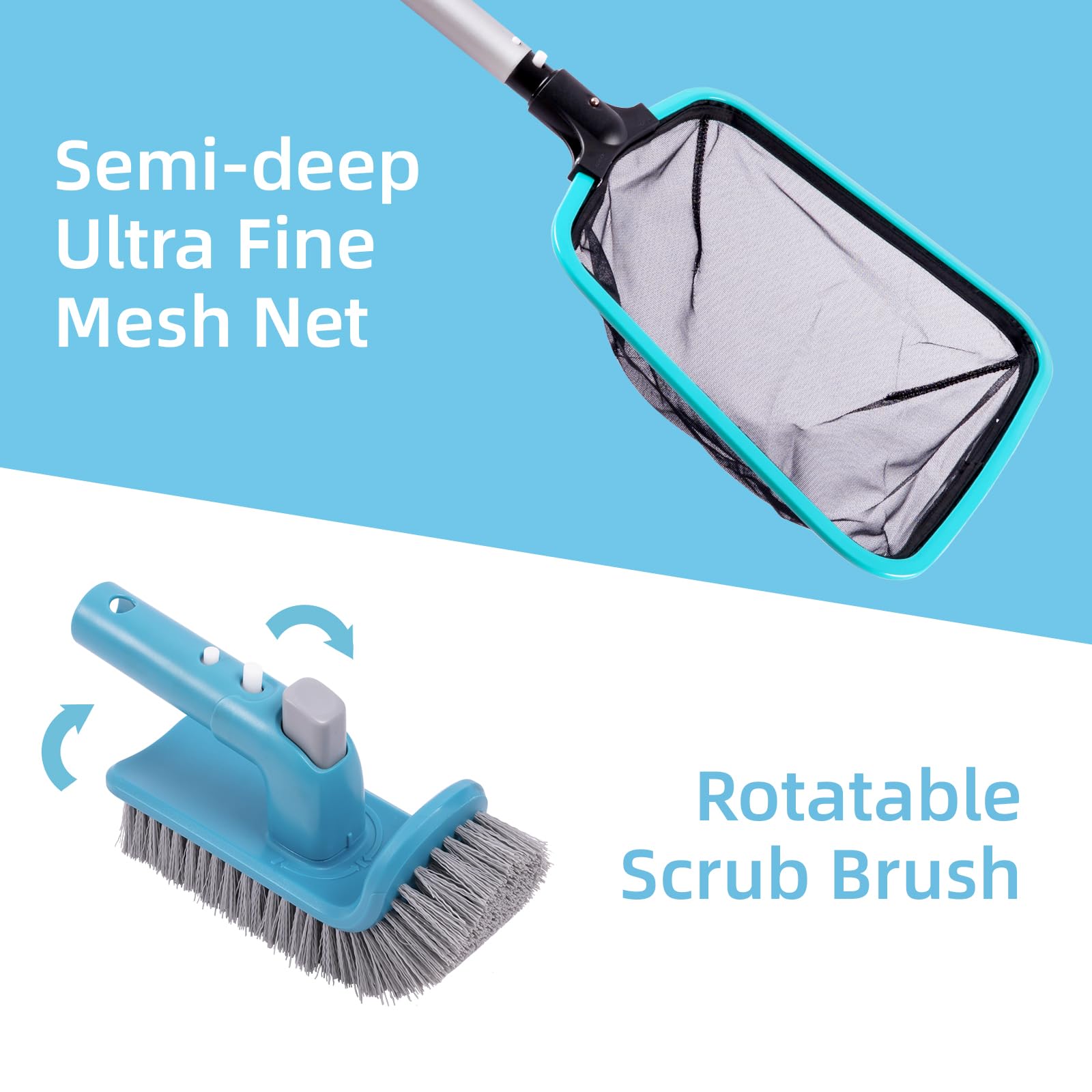 Sepetrel semi-deep fine mesh skimmer net showing high-capacity debris capture