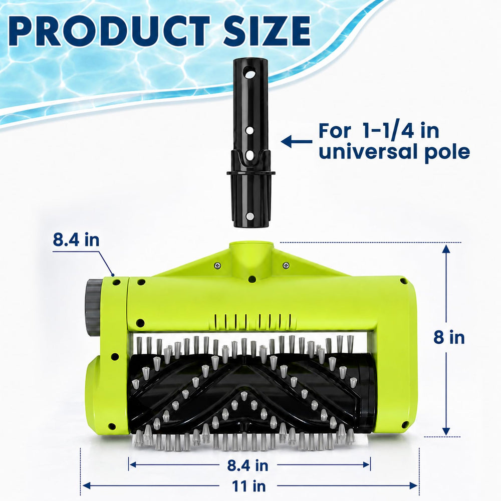 Sepetrel head next to standard 1-1/4 inch pole showing scale and easy pole attachment