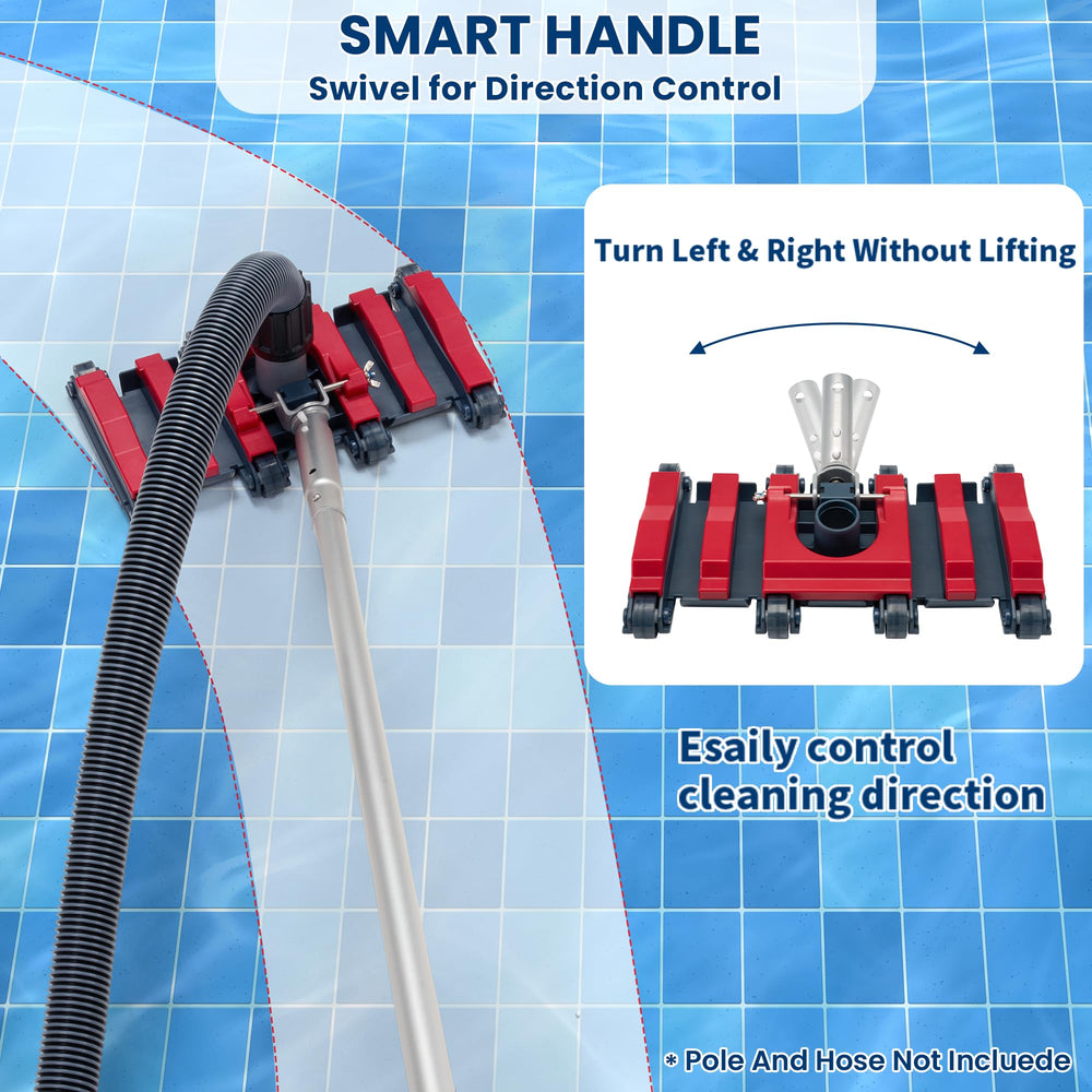 Sepetrel vacuum head in use on pool floor demonstrating steady suction and debris removal