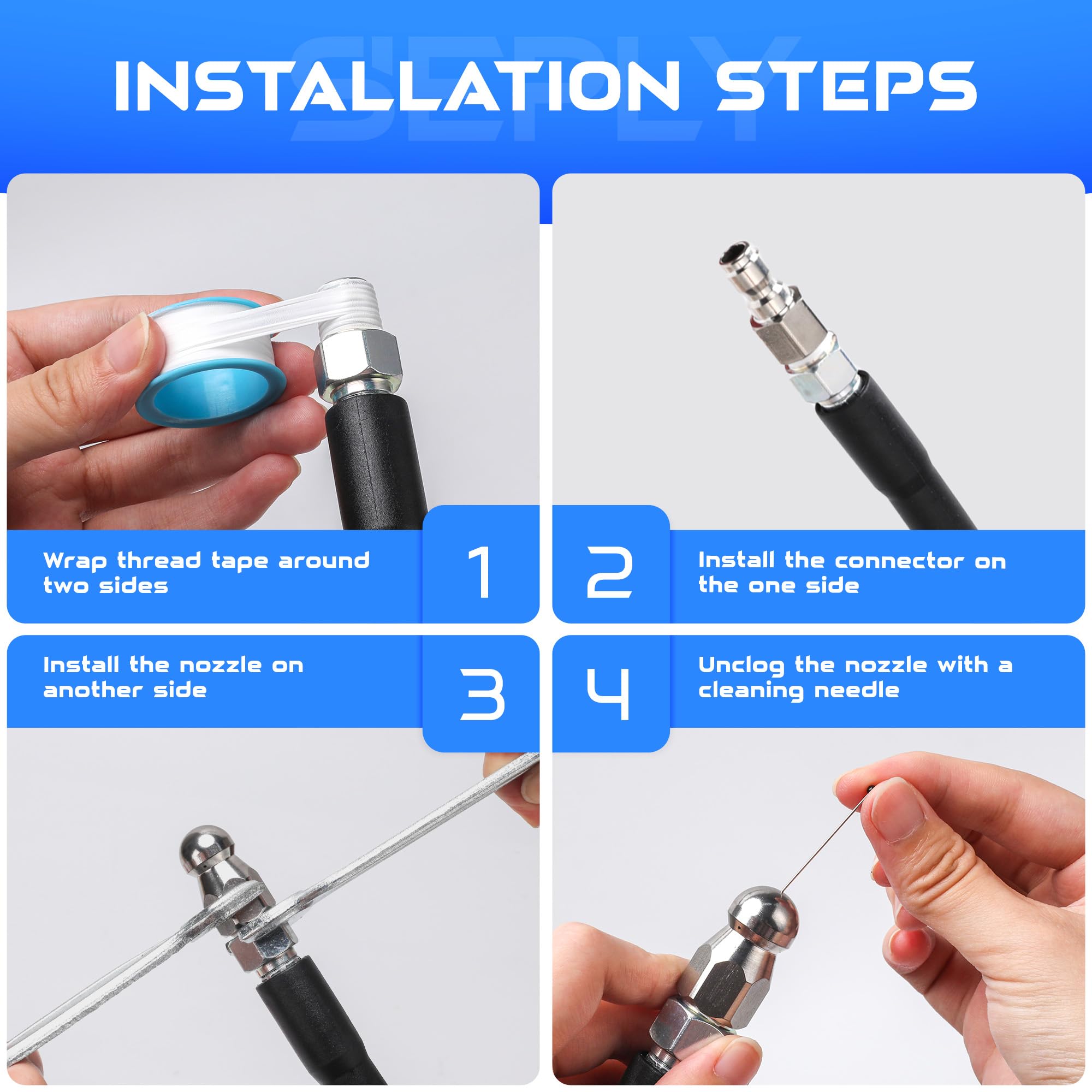 SEPLY accessory kit with wrenches and tape preventing leaks