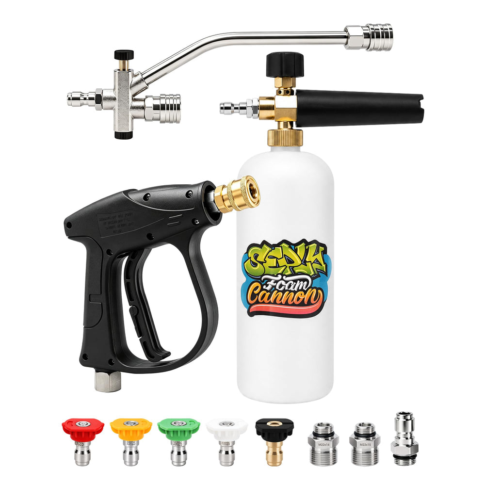 SEPLY foam cannon front view showing bottle and nozzle for thick foam coverage