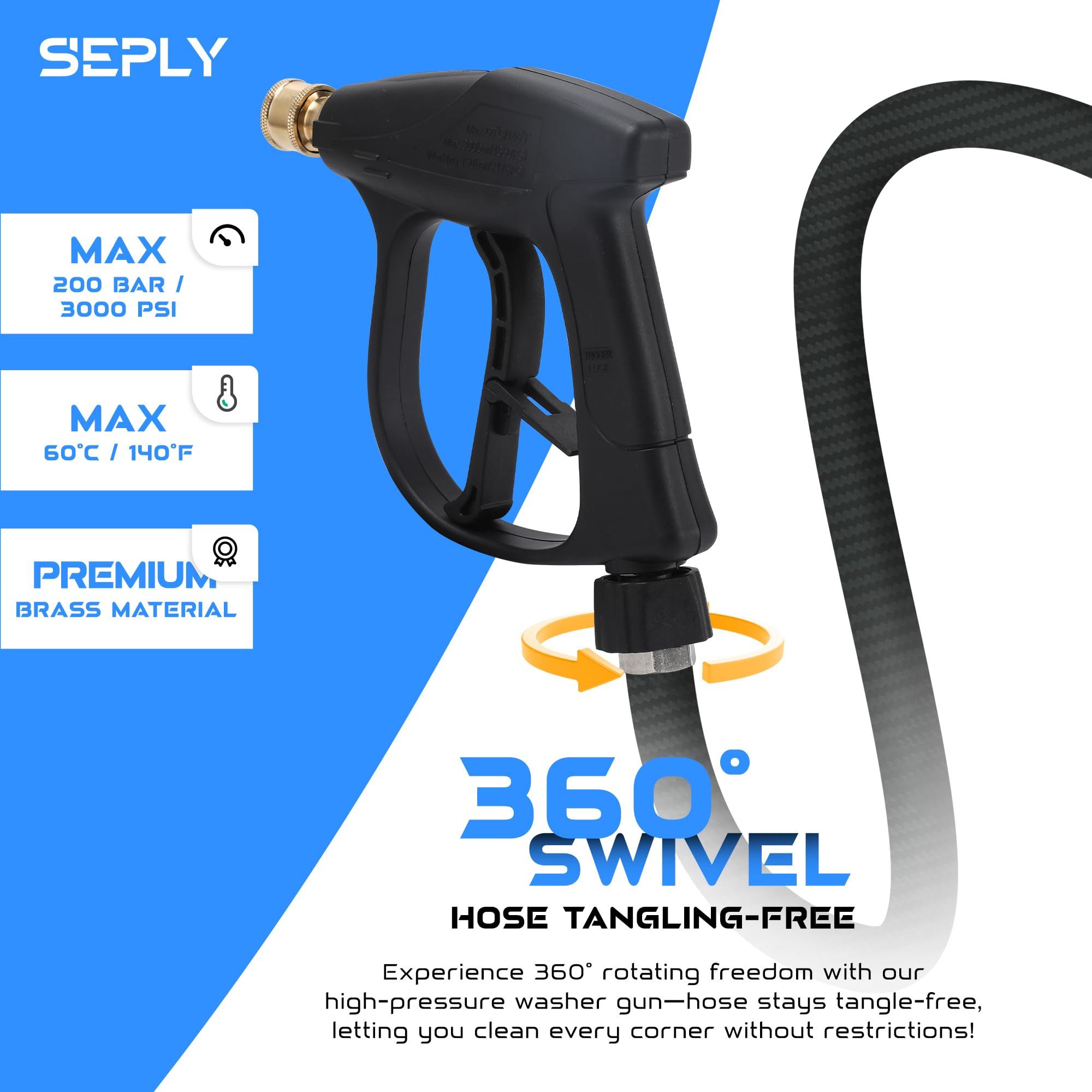 SEPLY rotating nozzle detail showing 360-degree cleaning action