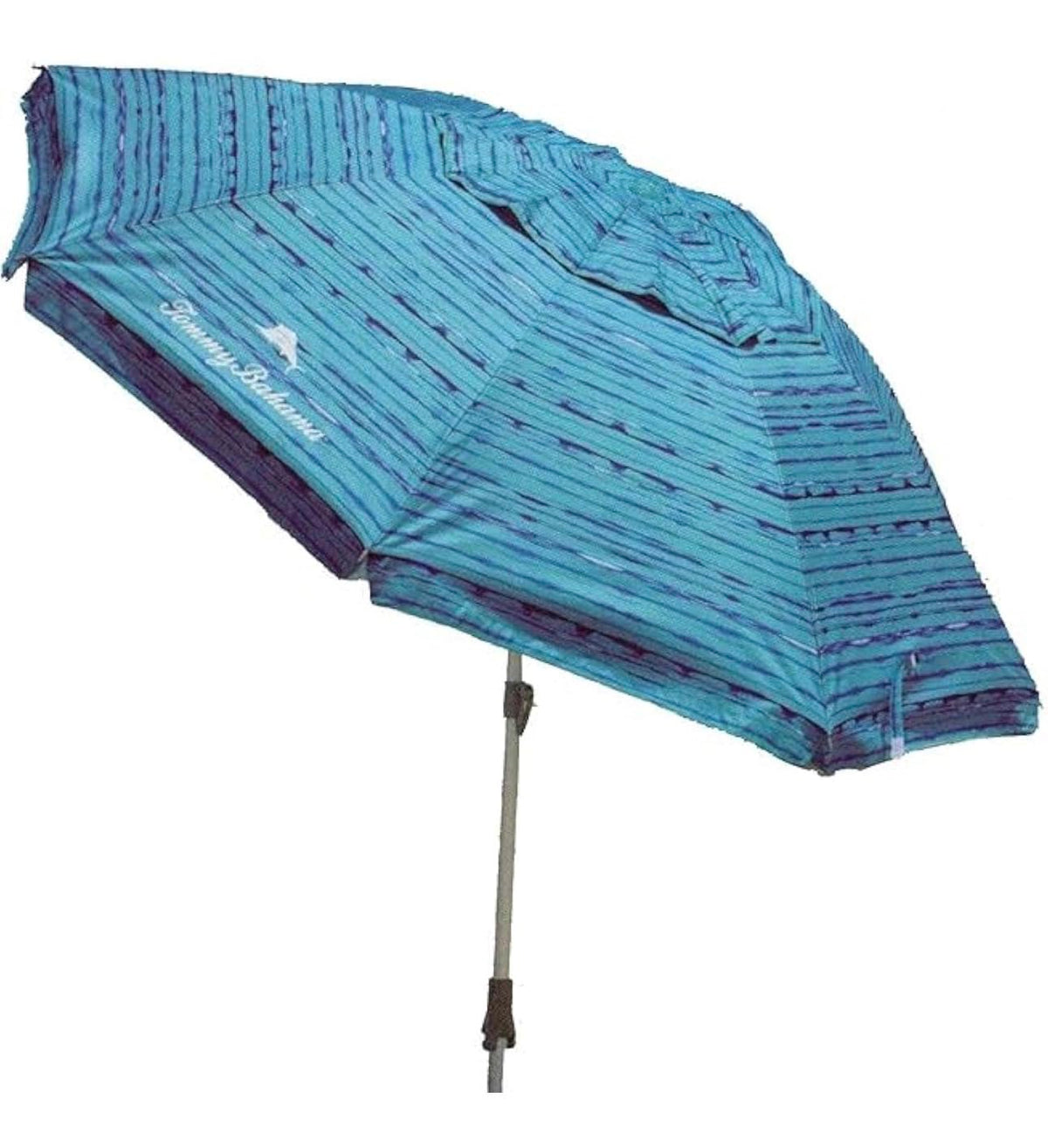 Sepras umbrella front view blue pattern showing full 8-foot canopy and shade