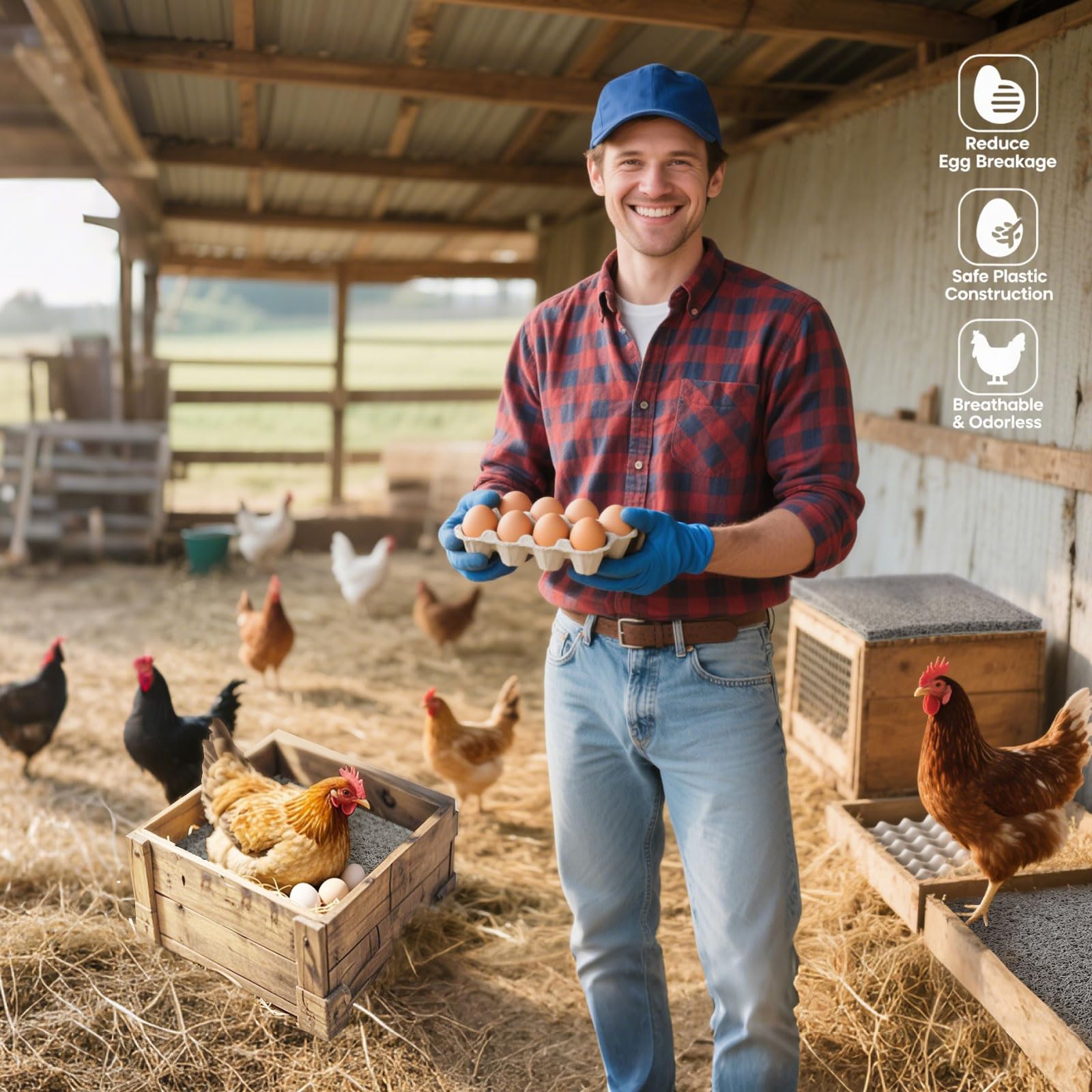 Serendipresent lifestyle shot in backyard coop showing durable reusable solution benefit